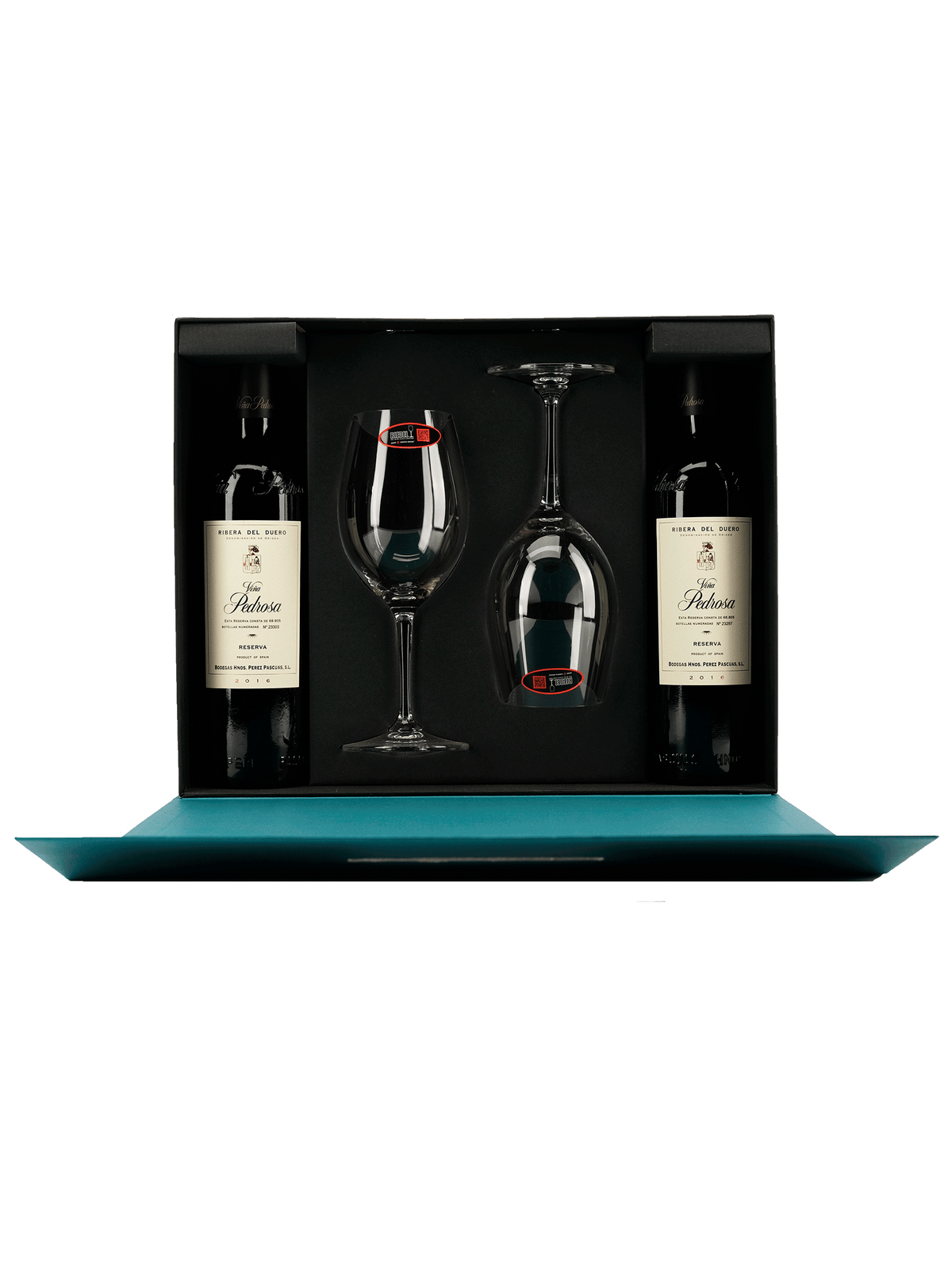2 fl. Viña Pedrosa Reserva med 2 Riedel glas lækker gaveæske