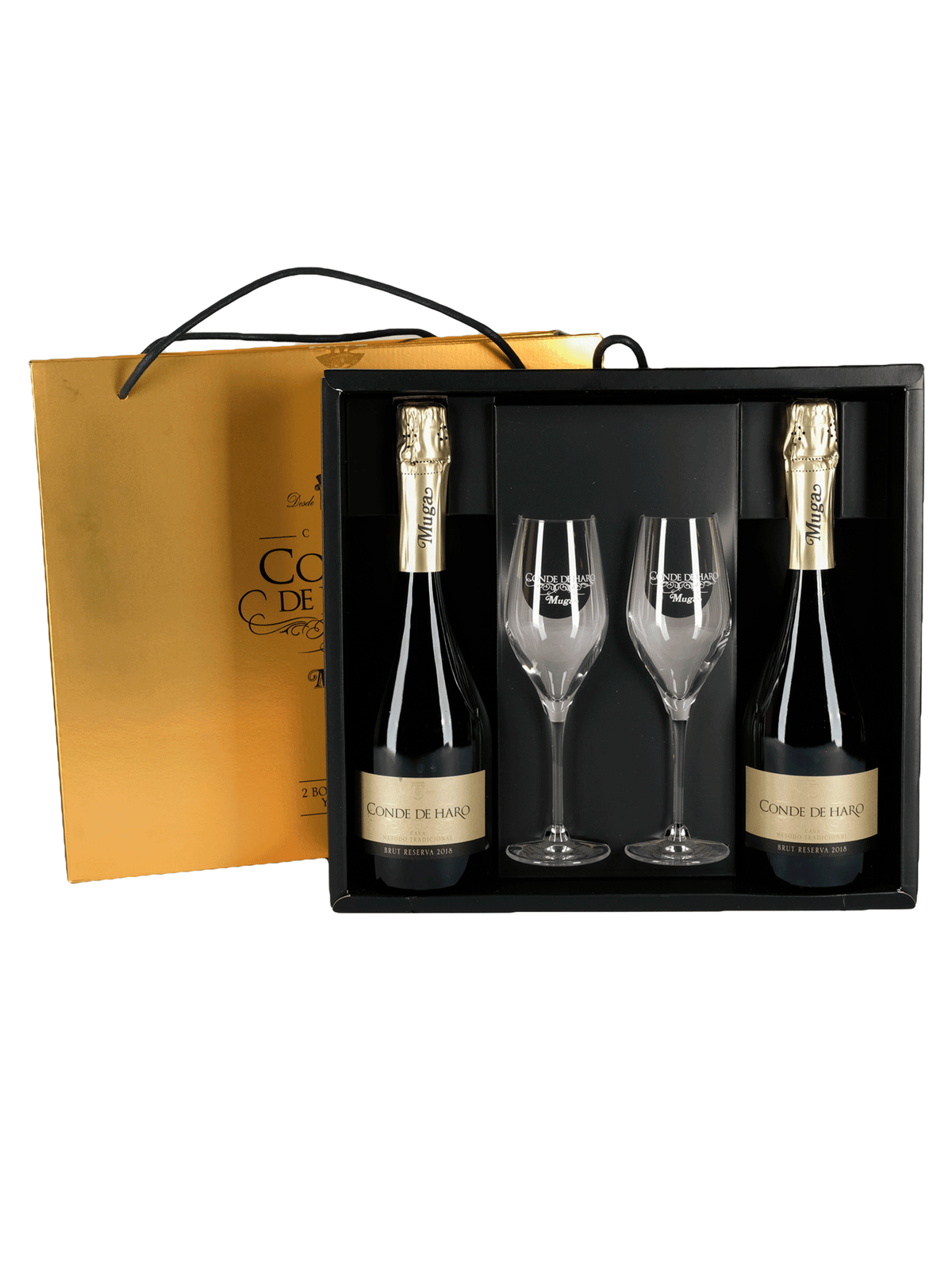 Muga Conde de Haro Cava gaveæske 2 fl + 2 glas